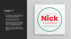 Logo Nick Pizzeria sur fond sombre