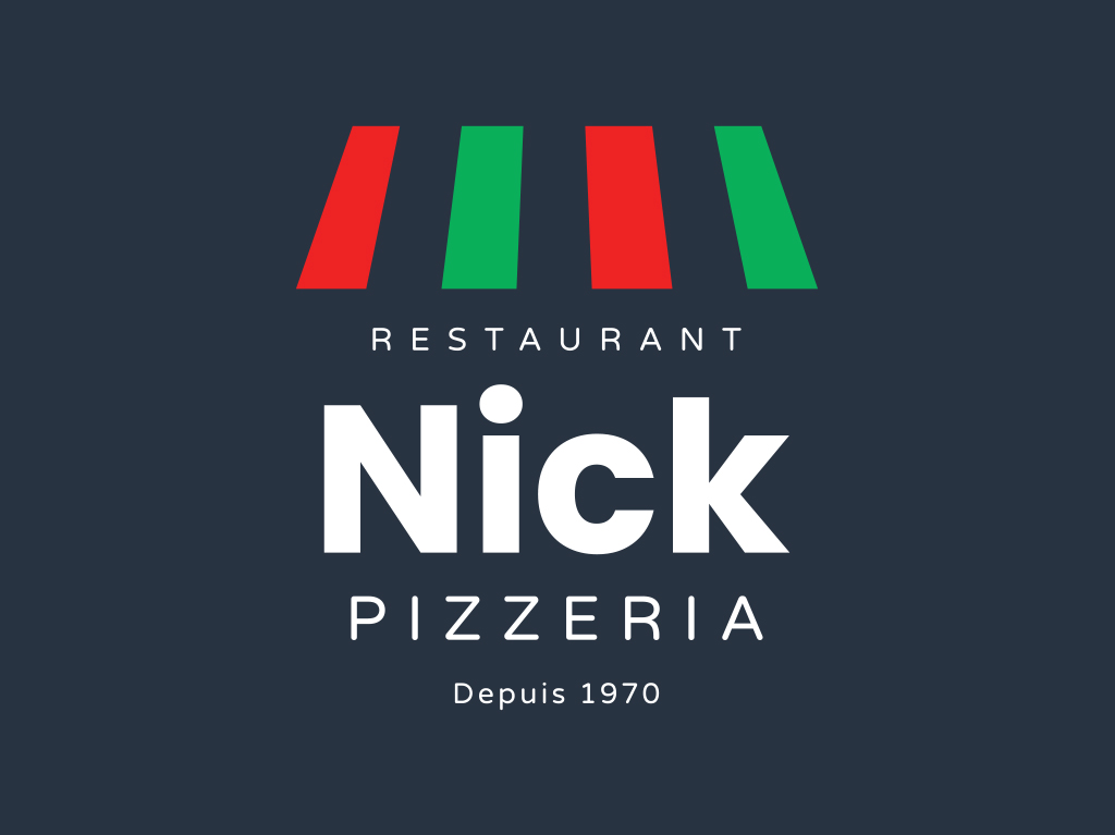 Logo Nick Pizzeria on dark background